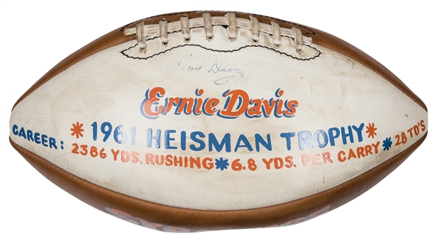 Ernie Davis Single Signed 1961 Syracuse University Career Presentation Football (JSA)